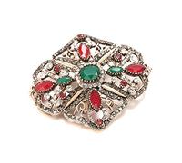 Spilla a forma di fiore di cristallo, per donna turca, in oro, etnica, da sposa, gioielli da sposa, regalo di cristallo Boho