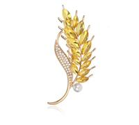 Spilla a forma di fiore di grano, stile campagna, con perle, accessorio per cappotto da donna, accessorio per feste in fattoria e appuntamenti quotidiani, Pietra Vetro Pietra Smalto Vetro, Zirconia