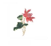 Spilla a forma di fiore di loto, smaltata, con pietra di reno, elegante spilla decorativa da donna