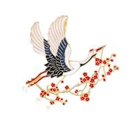 Spilla a forma di fiore di prugna e gru in lega di alta qualità, progettata per le donne che apprezzano la moda e l'individualità, spilla alla moda di lusso per le donne