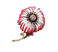 Spilla a forma di fiore fatta a mano, design vintage, finitura oro antico, a goccia, con foglie d'olio, cristallo elegante, gioiello di lusso, regalo, Taglia unica, come descritto