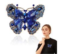 Spilla a Forma di Fiore in Cristallo Artificiale Blu, per Donne, Spilla a Farfalla con Strass per Donne e Ragazze, Alla Moda, Squisita, Grande Cristallo Blu, Imperatrice monarca