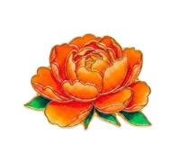 Spilla a forma di fiore in smalto botanico, da donna, 3 cm, Metallo, Non pietra preziosa