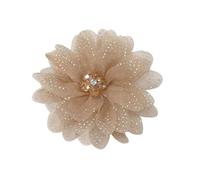 Spilla a forma di fiore, in tessuto, con strass, da donna, elegante, in organza, floreale, per abiti da sposa, cerimonia, festa, accessorio di moda, spilla decorativa, Grand, Metallo