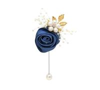 Spilla a forma di fiore per cerimonia nuziale, ballo di fine anno, cerimonia, banchetto, matrimonio, bouquet, sposo, testimoni dello sposo, sposa, asola, fiori all'occhiello, Blue 3_1PCS, fibra
