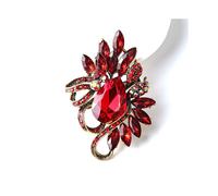 Spilla a forma di fiore per le donne Spilla di cristallo creata dalle spose (rosso)