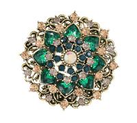 Spilla a forma di fiore verde con strass da donna, raffinata spilla a forma di fiocco di neve con cristalli dorati, accessorio per festival invernali