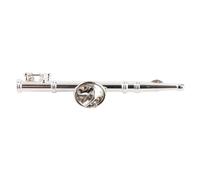 Spilla a Forma di Flauto Traverso - Mini Accessorio da Strumento Musicale con Confezione Regalo, Gioiello per gli Appassionati di Musica (Argento)