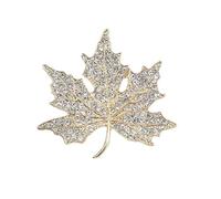 Spilla a forma di foglia d'acero dorato con diamanti a forma di luce francese Accessori eleganti alla moda Autunno e Inverno semplice Cardigan Maglione con spilla decorativa per collo