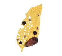 Spilla a forma di foglia d'oro con cristalli colorati per donne e uomini