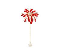 Spilla a forma di fuochi d'artificio con ciondolo a forma di fiocco di neve, spilla per corpetto di cristallo rosso e oro, accessorio decorativo da donna per compleanno, ballo di fine anno, San
