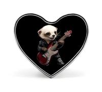 Spilla a forma di furetto che suona la chitarra, spilla a forma di cuore, distintivo, bottone, cravatta, risvolto, zaino, decorazione per uomo e donna