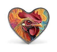 Spilla a forma di gallo con bottone smaltato tie-dye colorato, spilla a forma di cuore, distintivo carino e divertente per zaini e cappelli, 2,5 cm