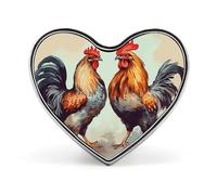 Spilla a forma di gallo e gallina in lega di alluminio a forma di cuore carino spilla a forma di cuore per abbigliamento alla moda spilla a forma di cuore squisita spilla in metallo per abbigliamento