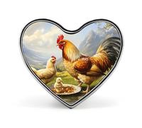 Spilla a forma di gallo, galline e pulcino, a forma di cuore, elegante decorazione per zaini e cappelli.