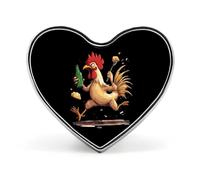 Spilla a forma di gallo Kung Fu con birra, a forma di cuore, accessorio per abbigliamento e gioielli per uomo e donna.