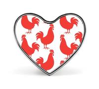 Spilla a forma di gallo rosso, carina, con cuore, ideale per bavero, gioielli e decorazioni per abiti, cappelli e borse.