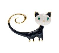 Spilla a forma di gattino con coda rivolta verso l'alto dipinta a olio che gocciola, spilla per animali, accessori carini, corpetto