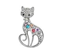 Spilla a forma di gatto con strass brillanti, accessorio per sciarpa, vestito, gioiello molto pratico, Plastica, Nessuna pietra preziosa