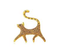 Spilla a forma di gatto con strass e fiocco a forma di gattino, da donna, con cristalli blu, Grande, Zinco, Non pietra preziosa