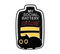 Spilla a forma di gatto nero con simbolo di batteria scarica per una divertente comunicazione emotiva tra amici, gioielli con animali, Misura unica, come descritto