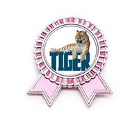 Spilla a forma di gatto, tigri, tigri, feroce, inglese, rosa, vincitore, medaglia, Medio, Metallo