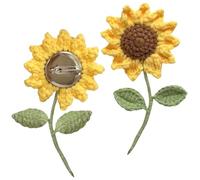 Spilla a forma di girasole alla moda finita in filato di lana all'uncinetto fiore spilla artificiale per bouquet di tulipani rosa per le donne, 10x5cm, Metallo Filato di lana Metallo, Non pietra