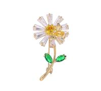 Spilla a forma di girasoli in lega di alta qualità, delicata sulla pelle, per utenti sensibili, di lunga durata, elegante, a prova di allergia, gioiello, Misura unica, come descritto