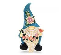 Spilla a forma di gnomo con fiore felice, placcata oro