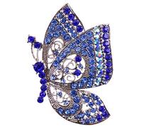 Spilla a forma di insetto a forma di farfalla con strass, stile vintage, placcata in argento,