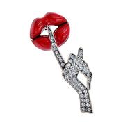 Spilla a forma di labbra dallo stile unico, delicato accessorio alla moda per vestiti e borse, decorazione casual, gioiello unico alla moda, Misura unica, come descritto