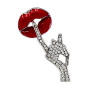 Spilla a forma di labbra dallo stile unico, delicato accessorio alla moda per vestiti e borse, decorazione casual, gioiello unico alla moda, Misura unica, come descritto