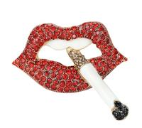 Spilla a forma di labbro con strass scintillanti per dichiarazione di moda e regalo realizzata in lega di lega metallica con accenti per un accessorio elegante, Misura unica, come descritto