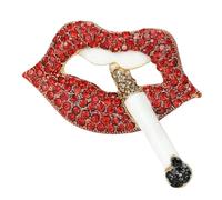 Spilla a forma di labbro dallo stile unico con cristalli scintillanti, per occasioni speciali, spilla unica alla moda, One Size, come descritto