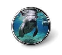 Spilla a forma di lamantino con animali dell'oceano, spilla rotonda squisita personalizzata, spille da 1 pollice per donne e uomini, spilla rotonda decorativa in metallo per abbigliamento, zaini e