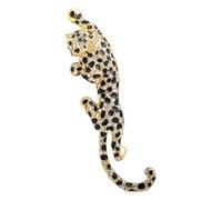 Spilla a forma di leopardo a pois neri che si arrampica - Spilla a forma di gatto grande, con strass dorati, gioiello per uomo e donna, accessorio per bavero, cappello, borsa