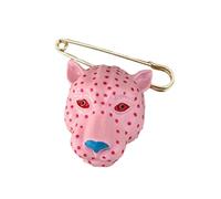 Spilla a forma di leopardo drammatica ricca smaltata di colore forte costruzione in metallo spilla da bavero moderna unisex accessorio " Spilla leopardata rivestimento vintage, Medium, come descritto