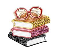 Spilla a forma di libro e occhiali, facile da indossare su cappotti, sciarpe, borse, simboleggianti saggezze, unisex, alla moda, ornamento, strass, accenti, spilla creativa, One Size, come descritto