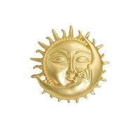 Spilla a forma di luna dorata, stile vintage, con viso e luna crescente, delicata luna crescente con sole fiammeggiante, spilla barocca con pianeta fata, distintivi per cappelli, borse, pantaloni,