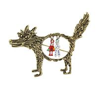 Spilla a forma di lupo, riutilizzabile, in metallo massiccio, squisito, con ciondolo a forma di fiaba, cattivo europeo, retrò, in metallo, con accento distintivo, semplice e alla moda, per donne e