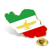 Spilla A Forma Di Mappa Dell iran In Acciaio Inox Con Bandiera Della Persia Iran Leone E Sole Corona Faravahar Derafsh Kaviani Persiano Iraniano Spilla Da Bavero Regalo (Oro 5)
