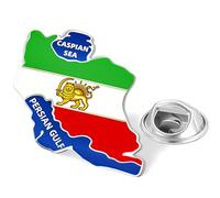Spilla a forma di mappa dell'Iran, in acciaio inox, con bandiera della Persia, Iran, leone e sole, corona, Faravahar, Derafsh, Kaviani, persiano, iraniano, spilla da bavero, idea regalo, One Size