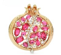 Spilla a forma di melograno con strass a forma di frutta cava con semi di cristallo smaltati gioielli a tema naturale per le donne