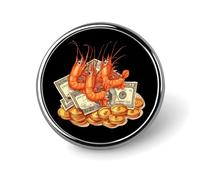 Spilla a forma di moneta di gambero con criptovaluta, spilla da bavero per donna e uomo, distintivo alla moda per feste e matrimoni