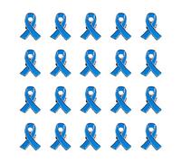 Spilla a forma di nastro blu, 20 pezzi, per la sensibilizzazione sul cancro al colon, alla prostata, spilla smaltata, in ferro, senza pietre preziose, Smalto, Nessuna pietra preziosa