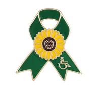 Spilla a forma di nastro smaltato verde, alla moda, placcata oro, per la cura della vecchia salute mentale, disturbo bipolare, donazione di organi, cancro al fegato, raccolta fondi (margherita)