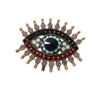 Spilla a forma di occhio con struttura estesa delle ciglia e pietre preziose per feste in costume accessorio da indossare per feste in maschera spilla esagerata in lega di zinco, One Size, come