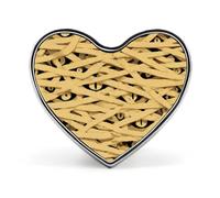 Spilla a forma di occhio di mummia, bottone a forma di cuore in alluminio, decorazione per zaini e cappelli
