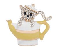 Spilla a forma di orsetto con strass, da donna, simpatica, retrò, bianca e gialla, spilla a forma di animale, accessorio squisito, accessorio per costumi, cappelli, borse, feste, gioielli