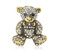 Spilla a forma di orso carino con strass piccolo animale di cristallo per donna e uomo nodo elegante accessorio per abbigliamento sciarpa regalo di Natale compleanno matrimonio gioielli moda